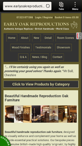 Responsive Early Oak Reproductions website