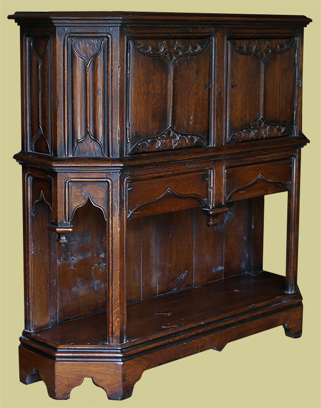 16th century style hand carved oak livery cupboard